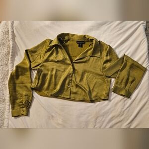 House of Harlow 1960 Cropped Button-Up Shirt - MEDIUM